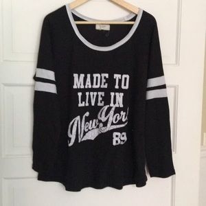 Plus sized thermal ringer New York shirt